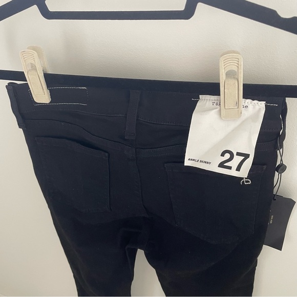 NWT - Rag & Bone Women’s Black Raw Hem Ankle Skinny Jeans Size 27 - Picture 8 of 13